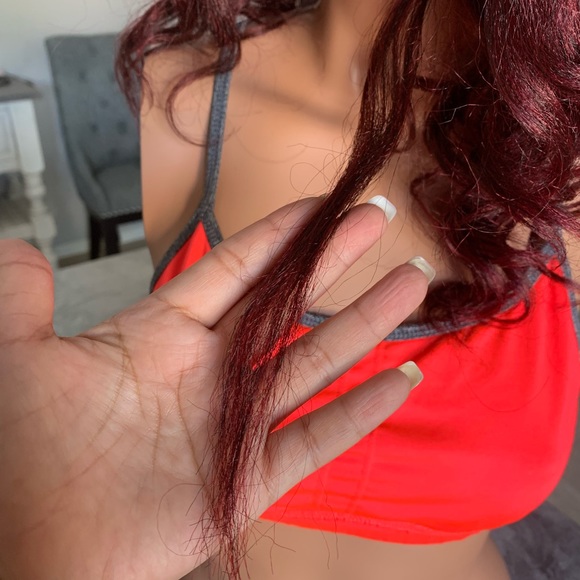 Ombre/Rooted black-reddish wavy hair topper wig - Picture 5 of 13